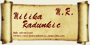 Milika Radunkić vizit kartica
